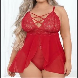 SOLD—3X Plus Size Heart Racing Red baby doll